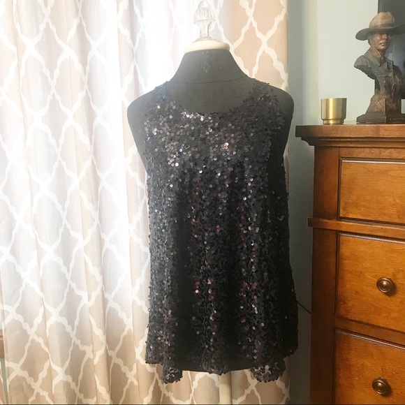 Free People ~ Deep Blue Strappy Sequin Tank - Picture 3 of 8